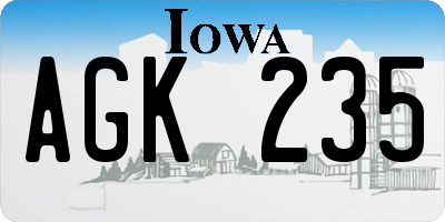IA license plate AGK235