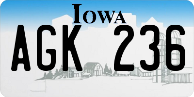 IA license plate AGK236