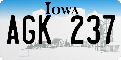 IA license plate AGK237