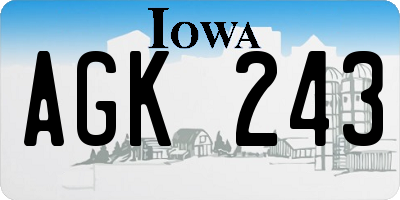 IA license plate AGK243