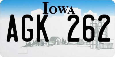 IA license plate AGK262
