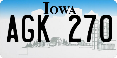 IA license plate AGK270