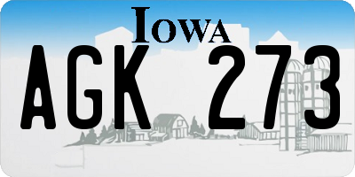 IA license plate AGK273