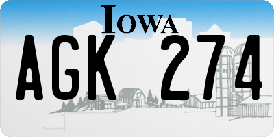 IA license plate AGK274