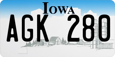 IA license plate AGK280