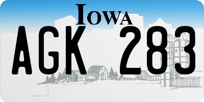 IA license plate AGK283