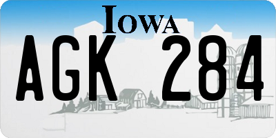 IA license plate AGK284