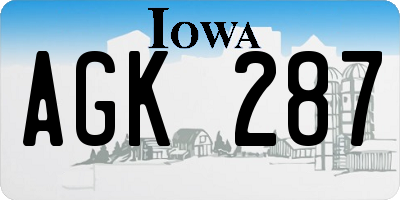 IA license plate AGK287