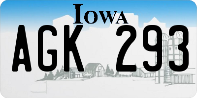 IA license plate AGK293