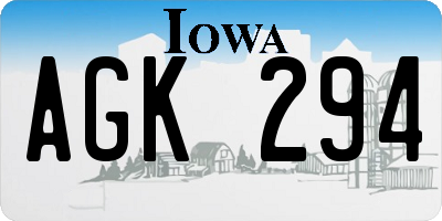 IA license plate AGK294