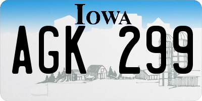 IA license plate AGK299