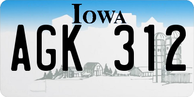 IA license plate AGK312