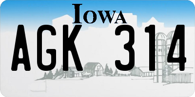IA license plate AGK314