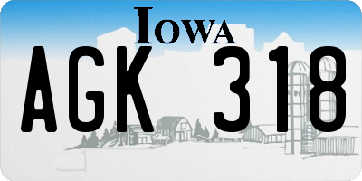 IA license plate AGK318