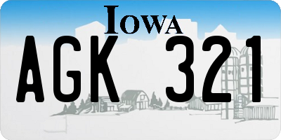 IA license plate AGK321