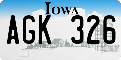 IA license plate AGK326