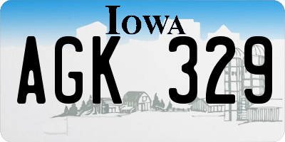 IA license plate AGK329