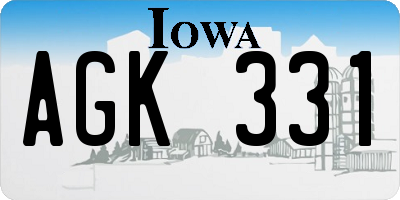 IA license plate AGK331