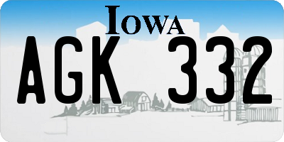IA license plate AGK332