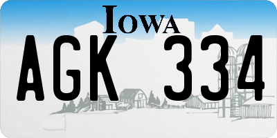 IA license plate AGK334