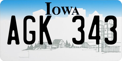 IA license plate AGK343