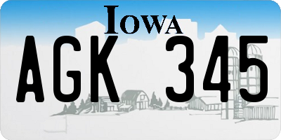 IA license plate AGK345