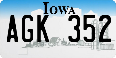 IA license plate AGK352