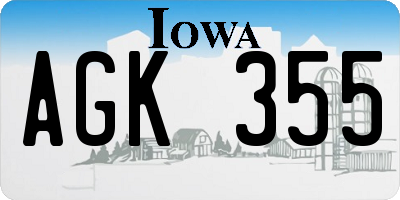 IA license plate AGK355