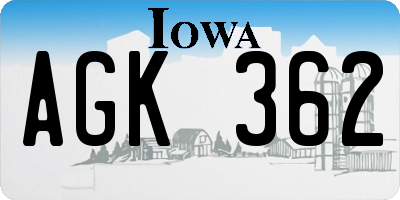 IA license plate AGK362