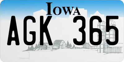 IA license plate AGK365