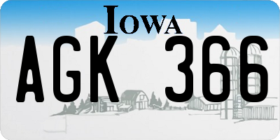 IA license plate AGK366