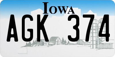 IA license plate AGK374