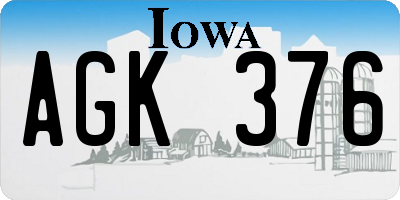 IA license plate AGK376