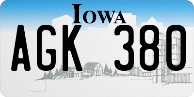 IA license plate AGK380