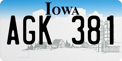 IA license plate AGK381