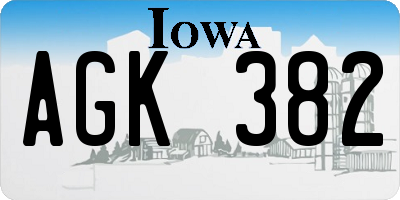 IA license plate AGK382