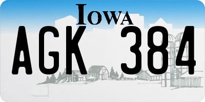 IA license plate AGK384