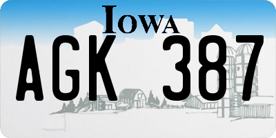 IA license plate AGK387