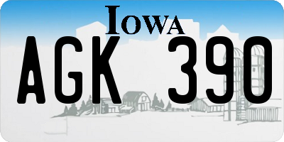 IA license plate AGK390