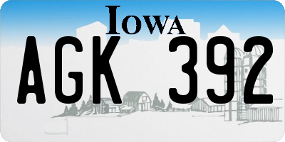 IA license plate AGK392