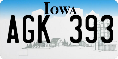 IA license plate AGK393