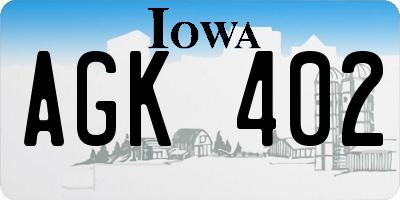 IA license plate AGK402