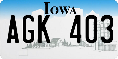 IA license plate AGK403
