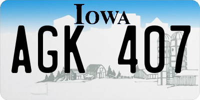 IA license plate AGK407