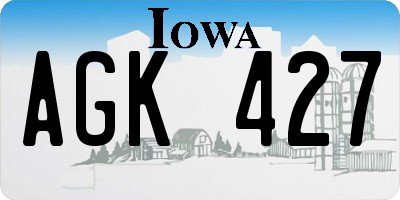 IA license plate AGK427