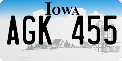 IA license plate AGK455