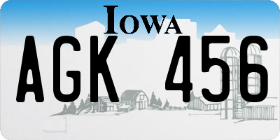 IA license plate AGK456