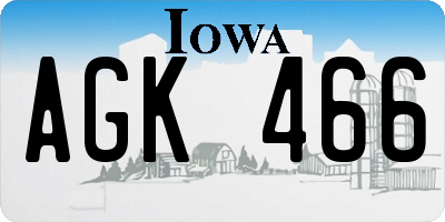 IA license plate AGK466