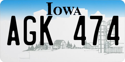 IA license plate AGK474