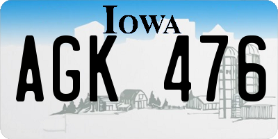 IA license plate AGK476